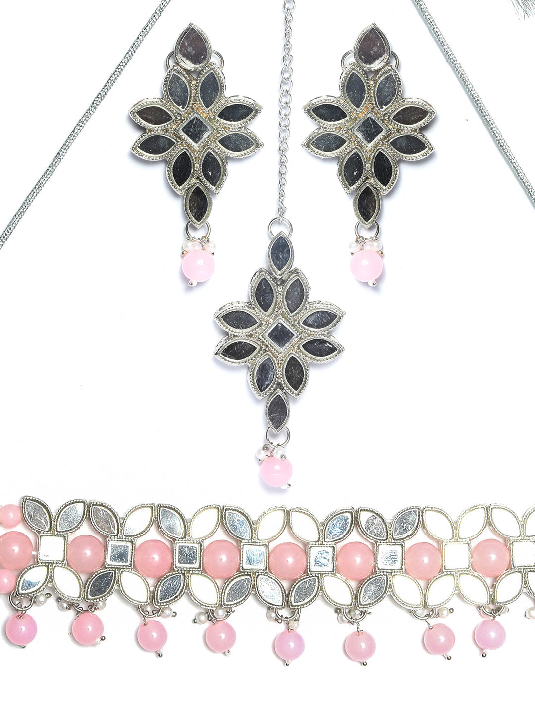 Priyaasi Women Classic American Diamond Rose Gold Floral Jewellery Set - Swadesiicart