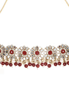 Priyaasi Women Mirror Studded Maroon Floral Jewellery Set - Swadesiicart
