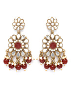 Priyaasi Women Mirror Studded Maroon Floral Jewellery Set - Swadesiicart