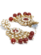 Priyaasi Women Mirror Studded Maroon Floral Jewellery Set - Swadesiicart