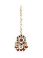 Priyaasi Women Mirror Studded Maroon Floral Jewellery Set - Swadesiicart