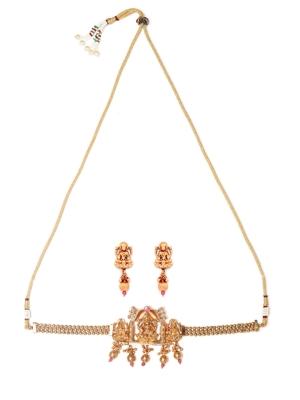 Priyaasi Women Traditional Gold-Polished Laxmi Jewellery Set - Swadesiicart
