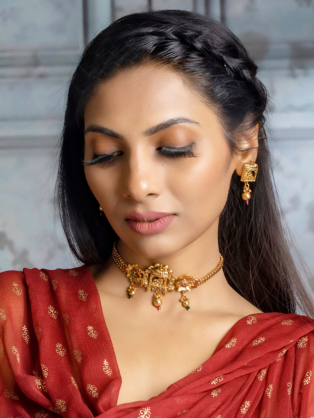 Priyaasi Women Ruby & Emerald Gold-Polished Dulhan Doli Jewellery Set - Swadesiicart