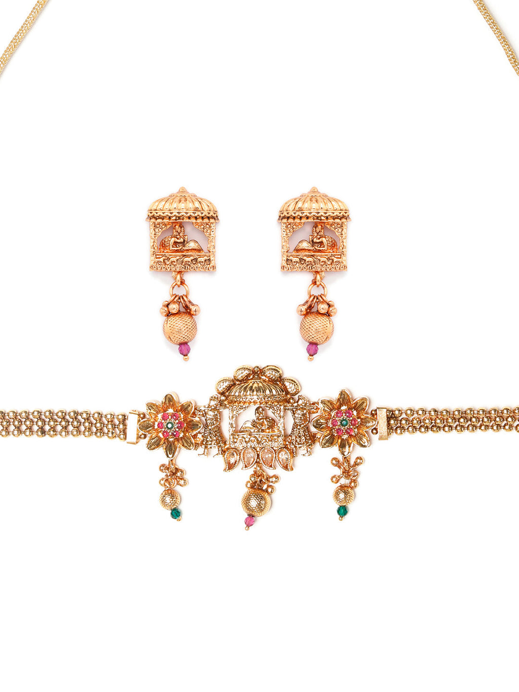 Priyaasi Women Ruby & Emerald Gold-Polished Dulhan Doli Jewellery Set - Swadesiicart