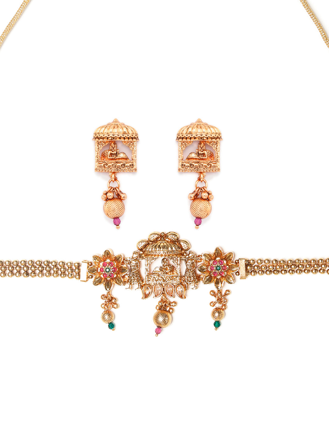 Priyaasi Women Ruby & Emerald Gold-Polished Dulhan Doli Jewellery Set - Swadesiicart