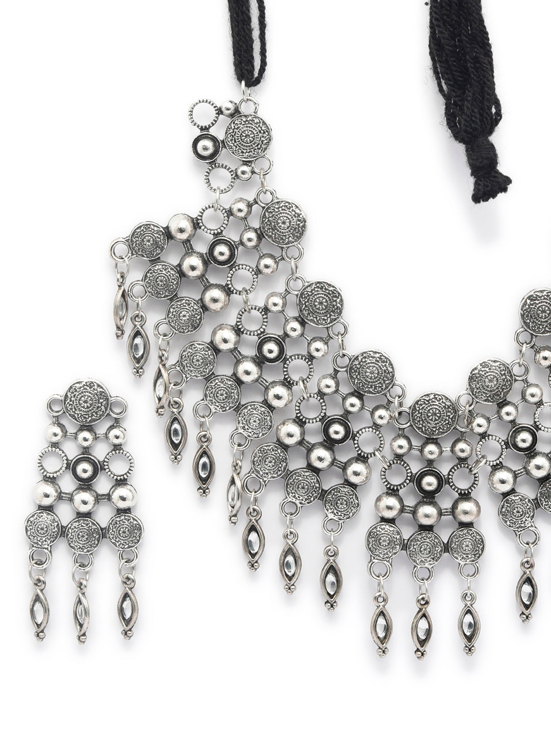 Priyaasi Women Tribal Coin Style Oxidised Jewellery Set - Swadesiicart