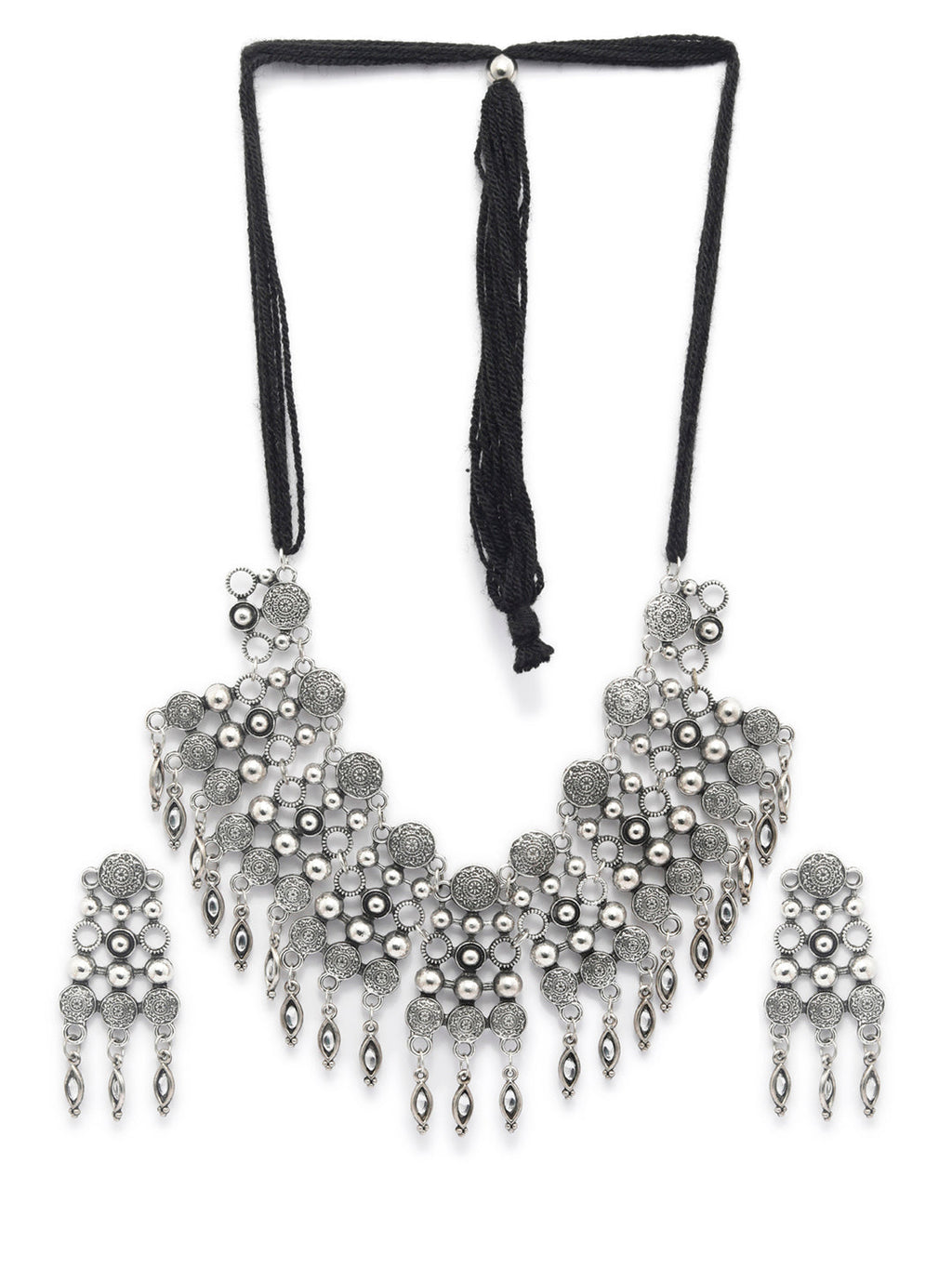 Priyaasi Women Tribal Coin Style Oxidised Jewellery Set - Swadesiicart