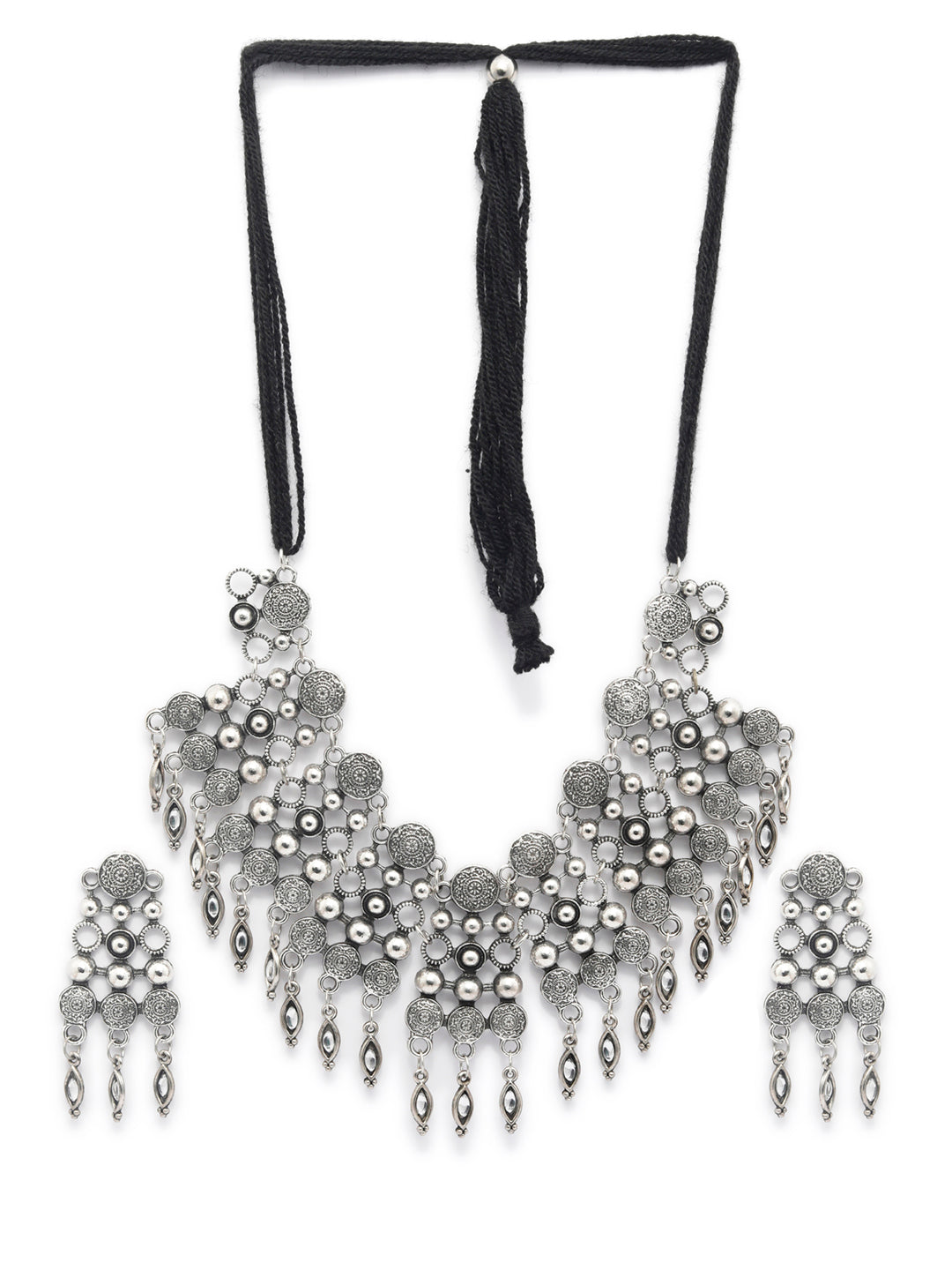 Priyaasi Women Tribal Coin Style Oxidised Jewellery Set - Swadesiicart