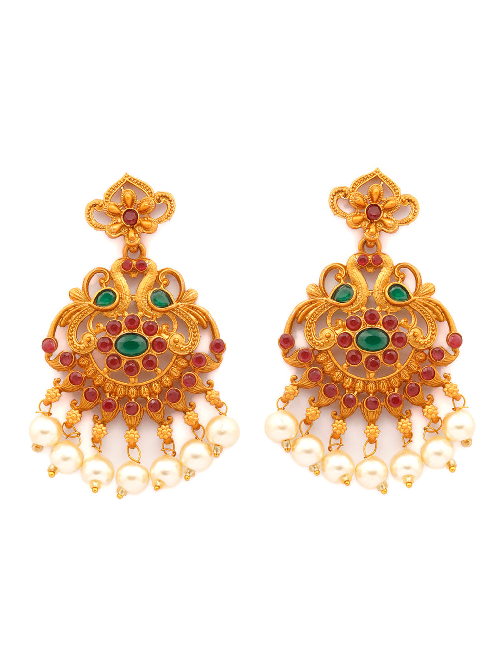 Priyaasi Women Traditional Gold-Polished Real Kemp Peacock Jewelley Set - Swadesiicart