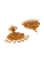 Priyaasi Women Traditional Gold-Polished Real Kemp Peacock Jewelley Set - Swadesiicart