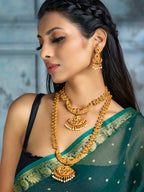 Priyaasi Women Traditional Gold-Polished Real Kemp Floral Jewelley Set - Swadesiicart