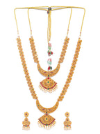 Priyaasi Women Traditional Gold-Polished Real Kemp Floral Jewelley Set - Swadesiicart