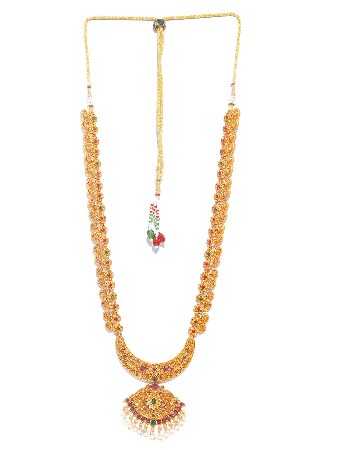 Priyaasi Women Traditional Gold-Polished Real Kemp Floral Jewelley Set - Swadesiicart