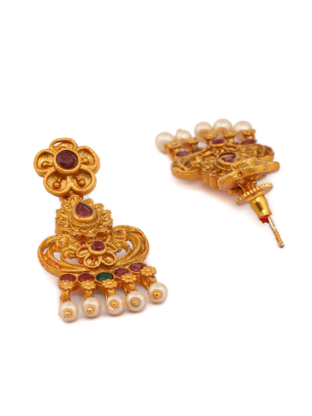 Priyaasi Women Traditional Gold-Polished Real Kemp Floral Jewelley Set - Swadesiicart