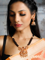 Priyaasi Women Traditional Real Kemp Gold & Black Mangalsutra Set - Swadesiicart