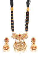 Priyaasi Women Traditional Real Kemp Gold & Black Mangalsutra Set - Swadesiicart