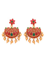 Priyaasi Women Traditional Gold-Polished Real Kemp Floral Jewellery Set - Swadesiicart