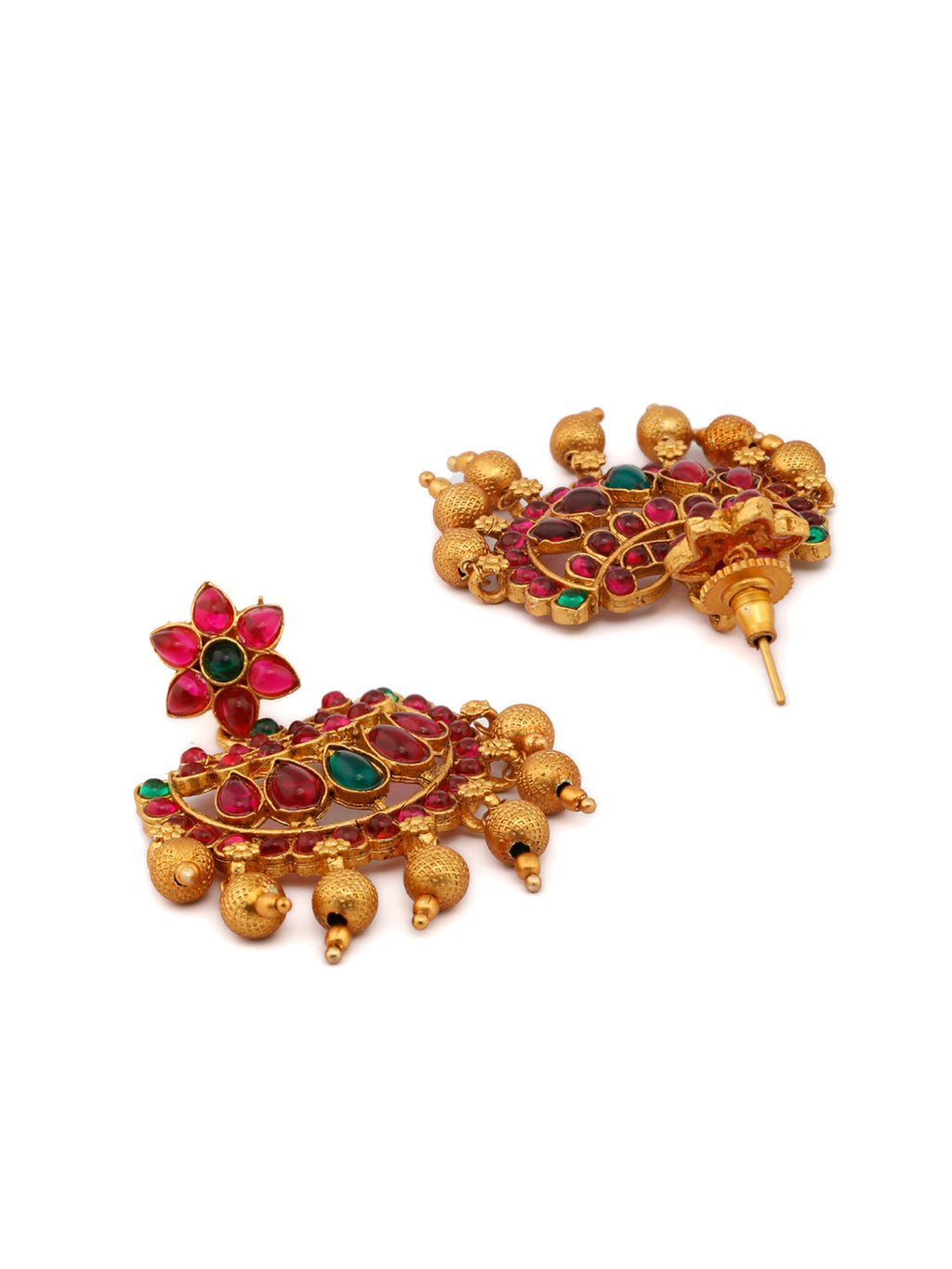 Priyaasi Women Traditional Gold-Polished Real Kemp Floral Jewellery Set - Swadesiicart