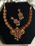 Priyaasi Women Traditional Real Kemp Gold-Polished Peacock Jewellery Set - Noz2Toz