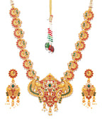 Priyaasi Women Traditional Real Kemp Gold-Polished Peacock Jewellery Set - Swadesiicart