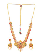 Priyaasi Women Traditional Real Kemp Gold-Polished Peacock Jewellery Set - Swadesiicart