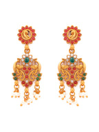 Priyaasi Women Traditional Real Kemp Gold-Polished Peacock Jewellery Set - Swadesiicart