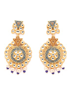 Priyaasi Women Ethnic Gold & Blue Kundan Studded Meenakari Jewellery Set - Swadesiicart