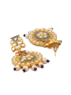 Priyaasi Women Ethnic Gold & Blue Kundan Studded Meenakari Jewellery Set - Swadesiicart