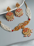 Priyaasi Women Ethnic Gold & Red Floral Meenakari Jewellery Set - Noz2Toz
