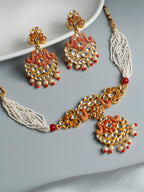 Priyaasi Women Ethnic Gold & Red Floral Meenakari Jewellery Set - Noz2Toz
