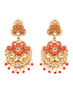 Priyaasi Women Ethnic Gold & Red Floral Meenakari Jewellery Set - Swadesiicart