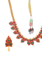 Priyaasi Women Real Kemp Gold-Polished Leaf Jewellery Set - Swadesiicart