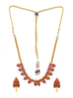 Priyaasi Women Real Kemp Gold-Polished Leaf Jewellery Set - Swadesiicart