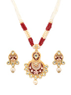 Priyaasi Women Ethnic Gold & Red Kundan Meenakari Jewellery Set - Swadesiicart
