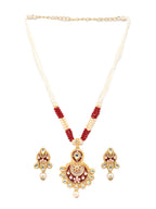 Priyaasi Women Ethnic Gold & Red Kundan Meenakari Jewellery Set - Swadesiicart