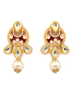 Priyaasi Women Ethnic Gold & Red Kundan Meenakari Jewellery Set - Swadesiicart