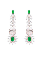 Priyaasi Women Green American Diamond Rose Gold Jewellery Set - Swadesiicart
