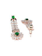 Priyaasi Women Green American Diamond Rose Gold Jewellery Set - Swadesiicart