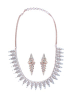 Priyaasi Women Elegant Floral American Diamond Rose Gold Jewellery Set - Swadesiicart