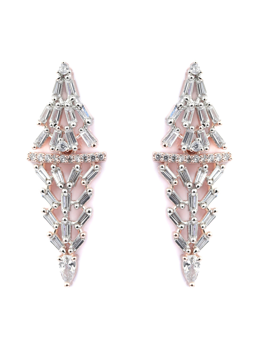 Priyaasi Women Elegant Floral American Diamond Rose Gold Jewellery Set - Swadesiicart