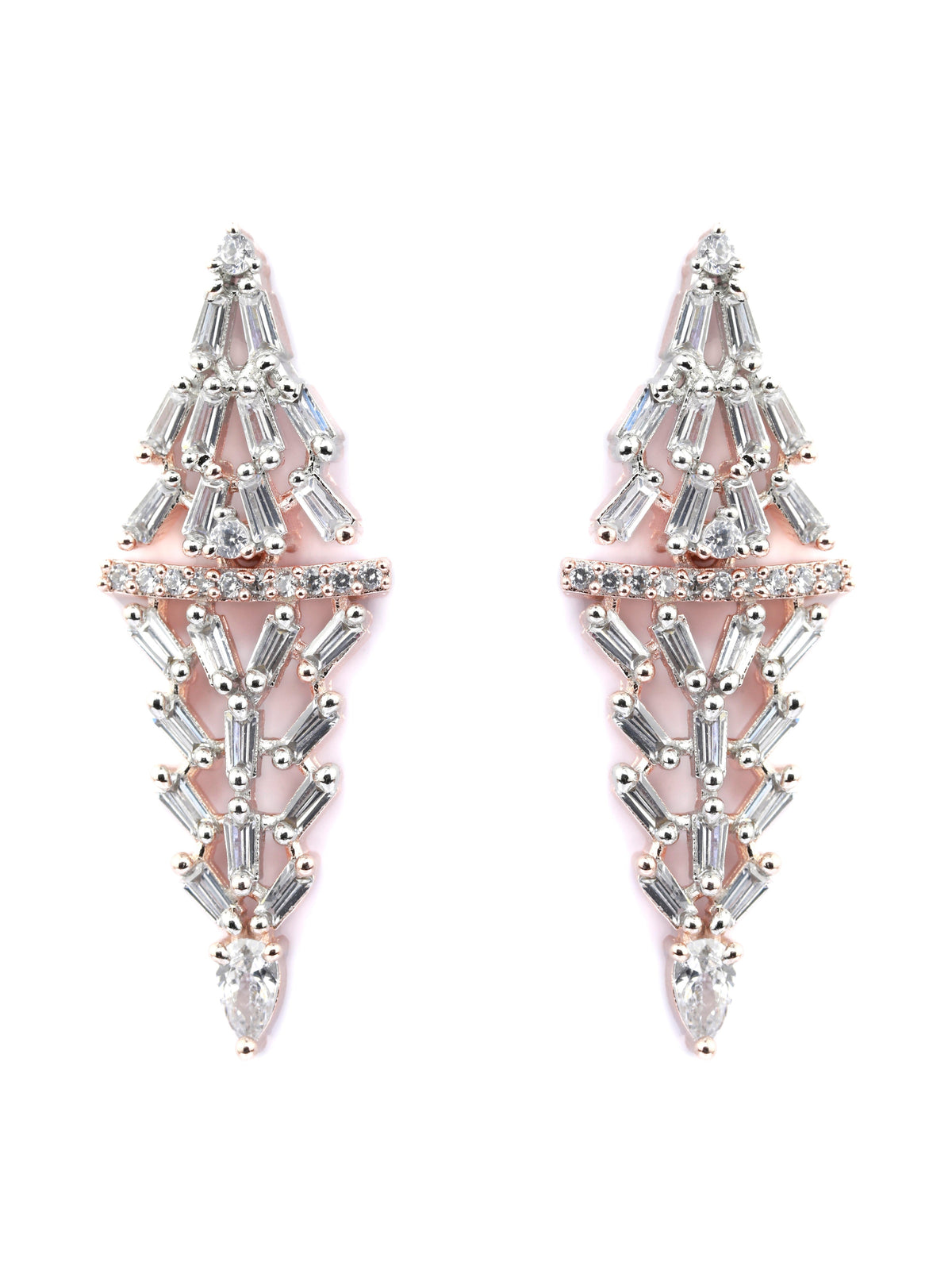 Priyaasi Women Elegant Floral American Diamond Rose Gold Jewellery Set - Swadesiicart
