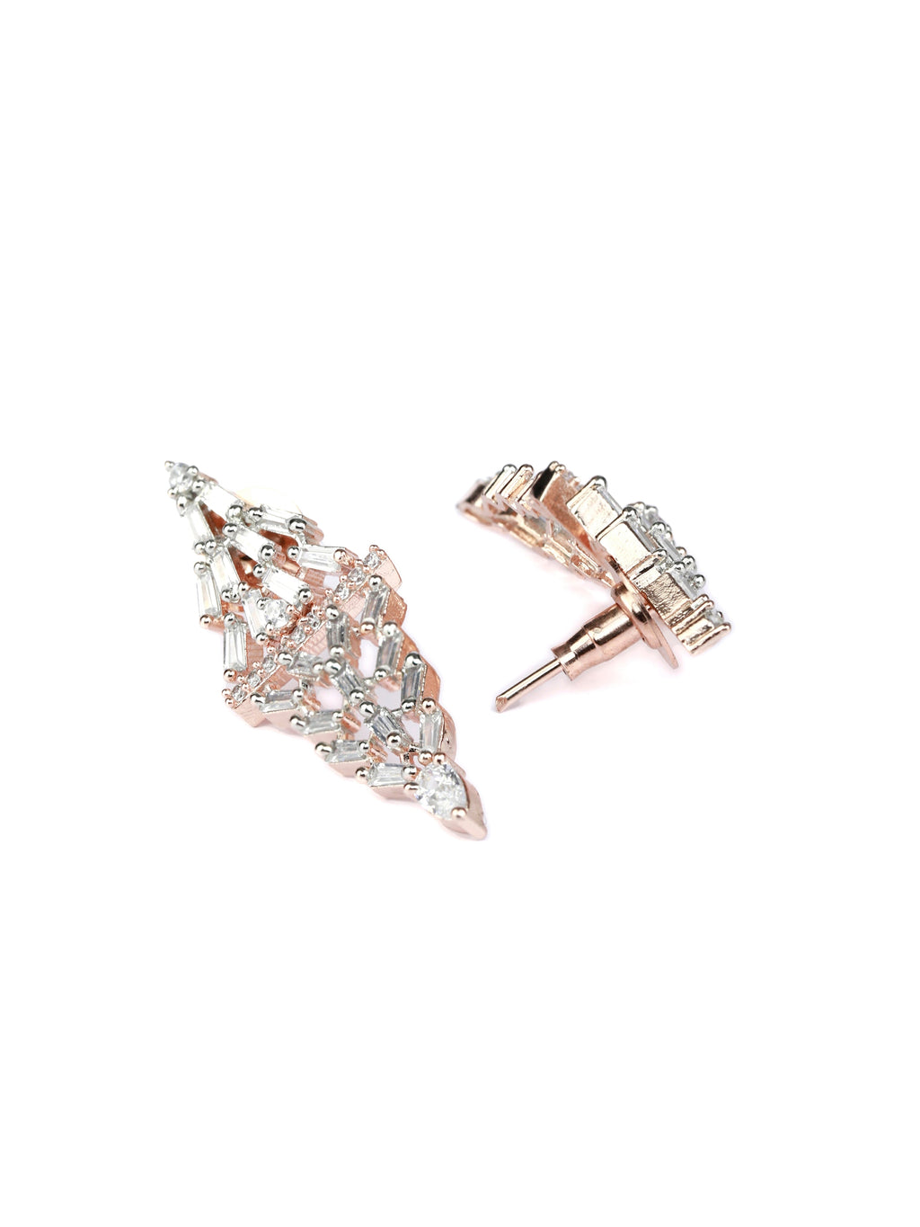 Priyaasi Women Elegant Floral American Diamond Rose Gold Jewellery Set - Swadesiicart