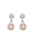 Priyaasi Women Elegant Teardrop Shaped American Diamond Rose Gold Jewellery Set - Swadesiicart
