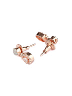 Priyaasi Women Elegant Teardrop Shaped American Diamond Rose Gold Jewellery Set - Swadesiicart