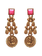 Priyaasi Women Goddess Laxmi Pink Stone Studded Gold-Polished Jewellery Set - Swadesiicart