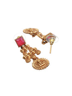 Priyaasi Women Goddess Laxmi Pink Stone Studded Gold-Polished Jewellery Set - Swadesiicart