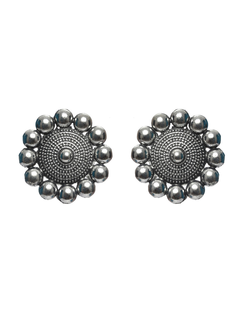 Priyaasi Women Oxidised Silver Floral Multilayer Chain Jewellery Set - Swadesiicart