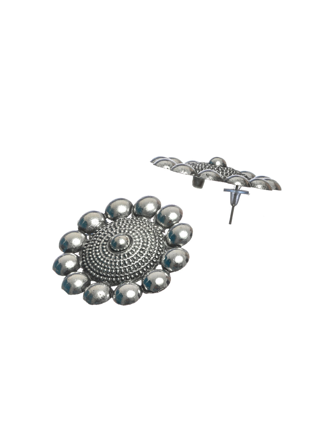 Priyaasi Women Oxidised Silver Floral Multilayer Chain Jewellery Set - Swadesiicart