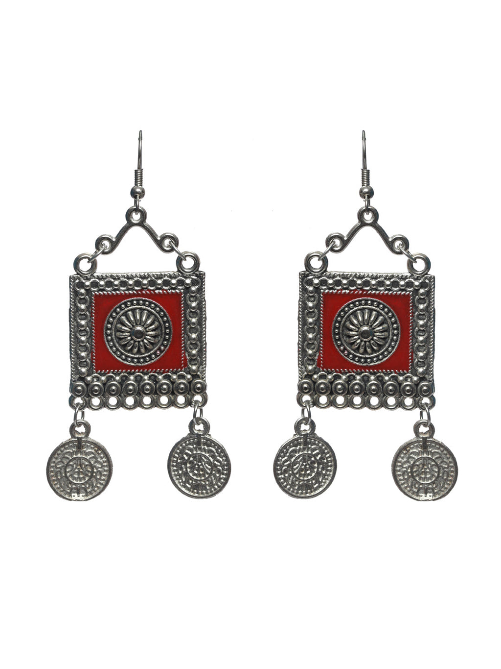 Priyaasi Women Oxidised Silver Multicolor Floral Elephant Pattern Jewellery Set - Swadesiicart