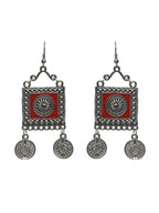 Priyaasi Women Oxidised Silver Multicolor Floral Elephant Pattern Jewellery Set - Swadesiicart